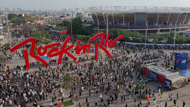 RIO DE JANEIRO, BRAZIL - SEPTEMBER 22: A view of the Rock in Rio sign at the entrance during Rock in Rio 2024 at Cidade do Rock on September 22, 2024 in Rio de Janeiro, Brazil.  (Photo by Wagner Meier/Getty Images)